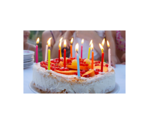 Bursdagskake med mange tente lys